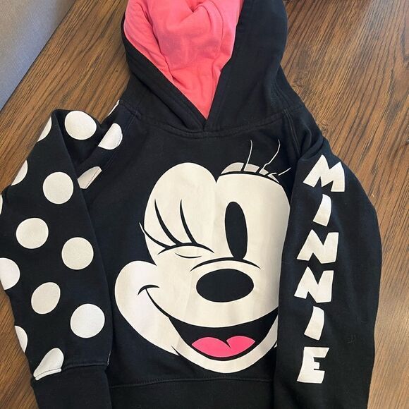 Disney Girls Minnie Mouse pullover Hooded Bow w ears sweatshirt.  Size 5/6 - Picture 1 of 11